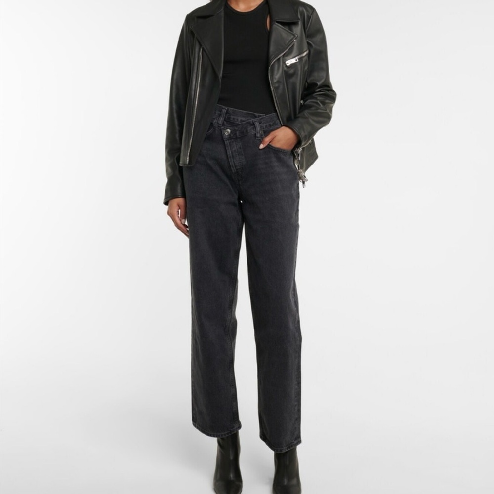 Agolde Black Criss Cross Straight-Leg High-Rise Jeans Size 22